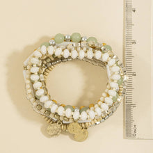Boho Coin Charm Beaded Bracelet Stack Set: MULTI