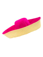 5" & 7" Wide Brim Two Tone Packable Straw Sun Hats: Black Two Tone / 7" Brim