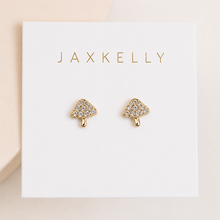 Pave Stud - Mushroom - Gold Earrings
