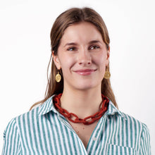 Jenna Chain Link Beaded Necklace Rust Wholesale