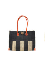 Zafran Two Tone Wide Stripe Straw Beach Bag: Medium / Coral Two Tone