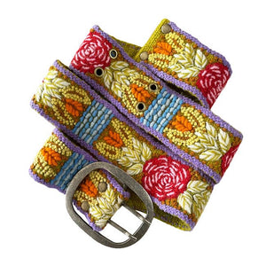 Harvest Floral Embroidered Wool Belt: M