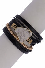 Playa Stackable Leather Bracelet With Natural Stone: Grey