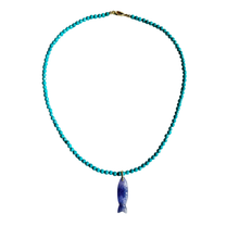 The Ashley Fish Necklace: Green Turquoise with Amethyst Fish