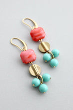 Salmon and Turquoise Dangle Earrings