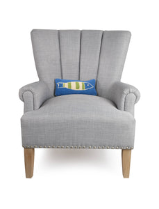 Blue Green Picket Fish Hook Pillow - Kate Nelligan