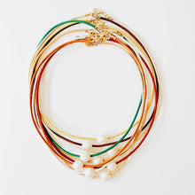 Adjustable Leather and Pearl Minimalist Necklace for Spring: Orange