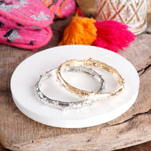 Stretchy Stackable Bangle Pearls and Rhinestones Gold or Silver Tone: Pearls and Crystals - Gold Tone