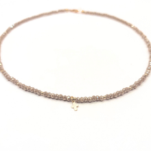 Little Luxe Cross Necklace Gold Filled Crystal Beads: Champagne
