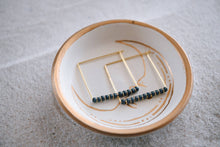 Gold Plated Beaded Square Hoop Earrings: Wood
