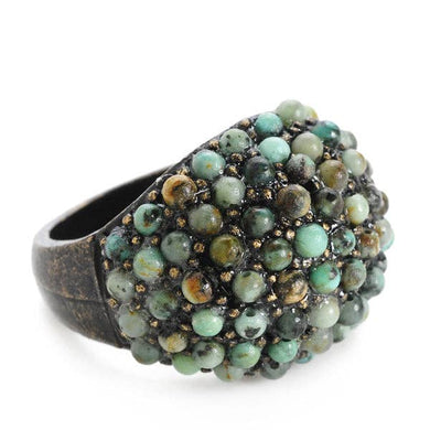Beaded Dome Ring: African Turq / 8