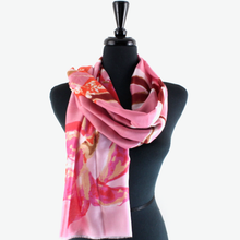 S26005 100% Polyester Lightweight Printed Scarf: 01 Orange