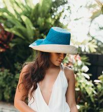 5" & 7" Wide Brim Two Tone Packable Straw Sun Hats: Black Two Tone / 7" Brim