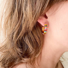 Small Tila Bead Hoop Earrings Gold-Plated, Handmade, Unique