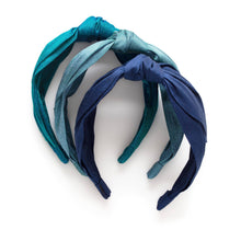 *Dupioni Silk - Cool Palette - Top Knot Headband: Antique blue