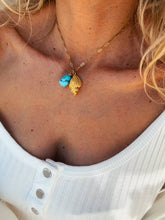 Gold shell delicate necklace with turquoise natural stone
