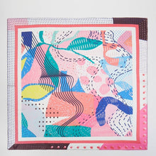 Abstract Collage Print Square Bandana Scarf: BL