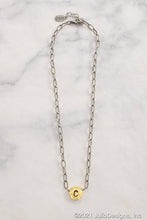 Katana Initial Disk & Paperclip Chain Necklace - 2-Tone: K