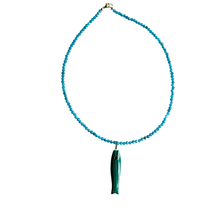 The Cooper Fish Necklace: Blue Apatite with a Malachite Fish