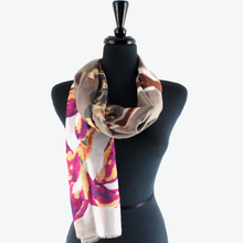 S26005 100% Polyester Lightweight Printed Scarf: 01 Orange