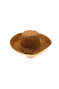 5" & 7" Wide Brim Two Tone Packable Straw Sun Hats: Black Two Tone / 7" Brim