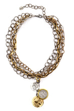 Rustica Multi Chain Necklace with Coin Cluster Pendant: Gold