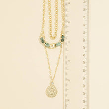 Layered Semi Precious Stone Coin Pendant Necklace: G