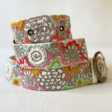 Flower Power Embroidered Wool Belt: L