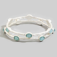 Oval Stone Station Hammered Bangle Set: WGWH