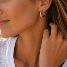 Allure 30mm Brushed Gold Patterned Hoop Earring