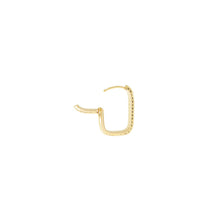 Cz lined paperclip link hoop: Gold clear