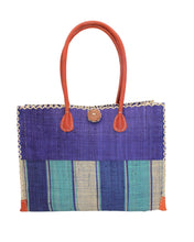 Zafran Two Tone Wide Stripe Straw Beach Bag: Small / Cappuccino Two Tone