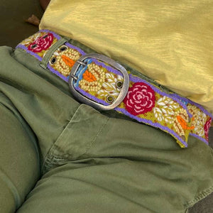 Harvest Floral Embroidered Wool Belt: L