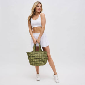 Dreamer - Quilted Puffer Nylon Tote: OIive