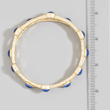 Oval Stone Station Hammered Bangle Set: WGBL