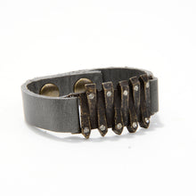Interlocked Metal Bar Bracelet: Grey w Black Diamond