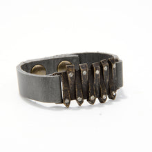 Interlocked Metal Bar Bracelet: Vintage Brown w Black Diamond