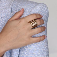 Embellished Multi Strand Ring - 24K Gold Plated: Gold
