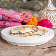 Stretchy Stackable Bangle Pearls and Rhinestones Gold or Silver Tone: Pearls and Crystals - Gold Tone