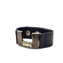 Angular Horseshoe Bracelet with Baguettes: Vintage Brown w Black Diamond