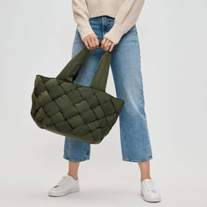 Intuition East West Woven Nylon Tote: Olive