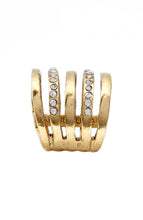 Embellished Multi Strand Ring - 24K Gold Plated: Gold