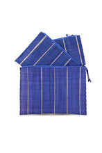 Set of 3 Nesting Zippered Straw Clutches Pinstripe Patterns: Brights