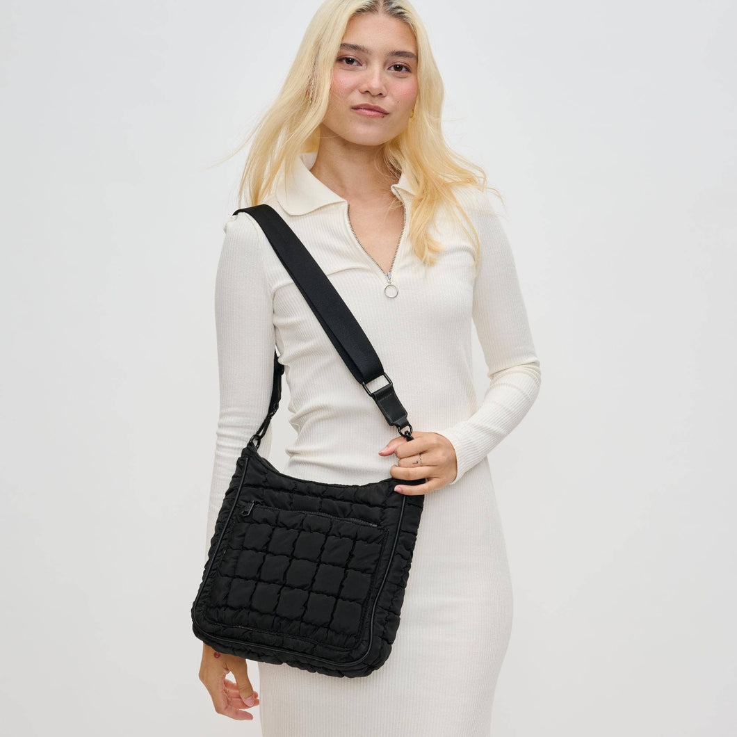 Aura - Quilted Nylon Puffer Crossbody: Black