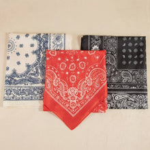 Multi-Patchwork Bandana Paisley Print Satin Square Scarf: BK