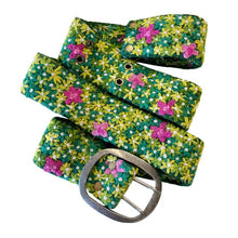 Vinca Floral Embroidered Wool Belt: L