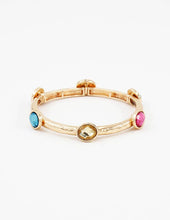 B25034 Glass Bead/Faux Pearl Adorned Stretch Bangle Bracelet: 04 CR