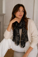 HH-268 printed patterned scarf: Noir