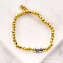 Bago Lava Nugget Bracelet with Hammered Barrel Bead Accent: 2-Tone