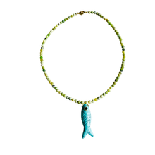 The Big Eye Fish Necklace: Pink Jade with Rose Quartz